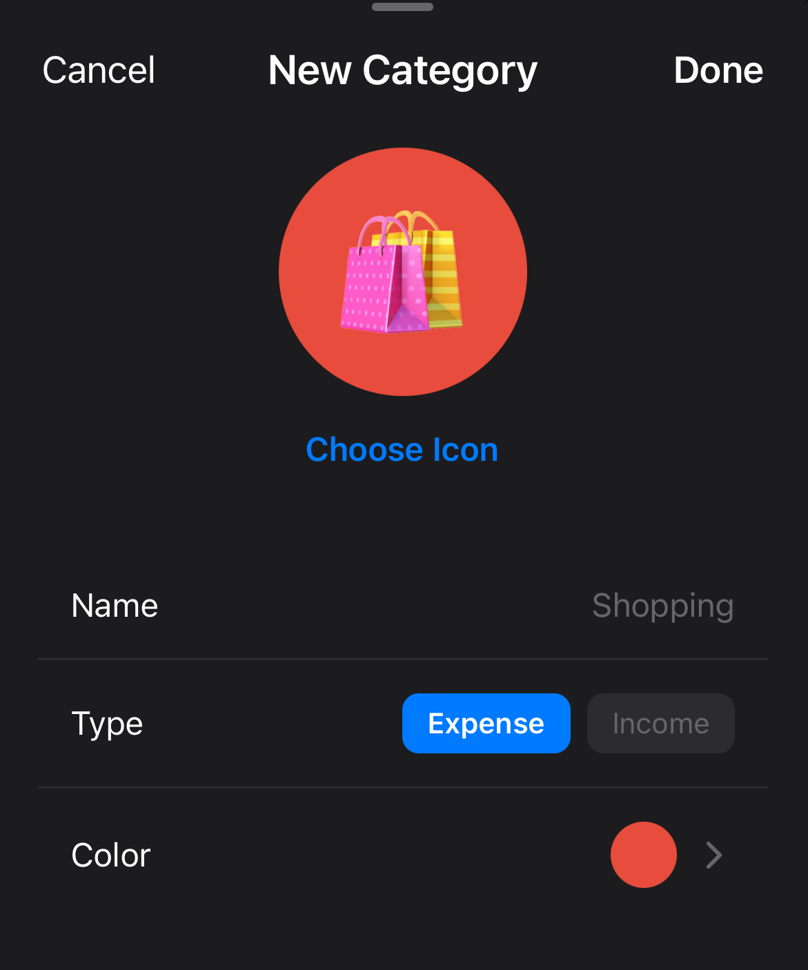 Custom Categories screenshot